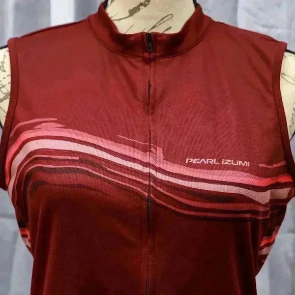 Pearl iZUMi Size L cranberry patterned sleeveless biking jersey - Picture 8 of 16